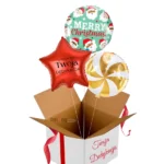 Prezent Świąteczny z życzeniami- Merry Christams Santa (box 3 balony)