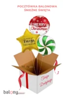 Prezent Świąteczny z życzeniami | Śnieżne Święta (box 3 balony)