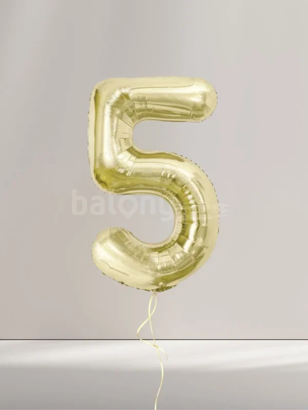 Balon foliowy cyfra 5 złota szampańska kraków
