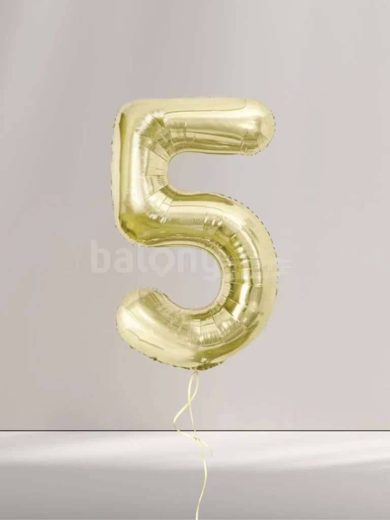 Balon foliowy cyfra 5 złota szampańska kraków